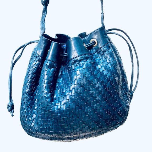 Vtg Etienne Aigner Drawstring Woven Shoulder Bag - Picture 6 of 11